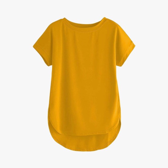 Women Solid Round Neck Cotton T-Shirt