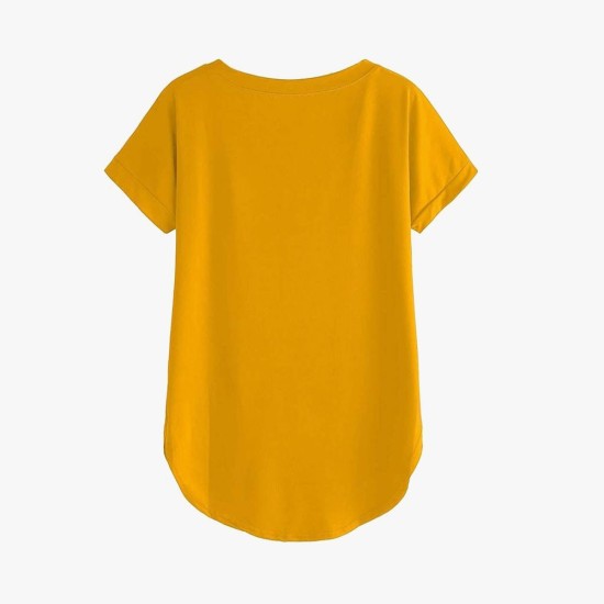 Women Solid Round Neck Cotton T-Shirt