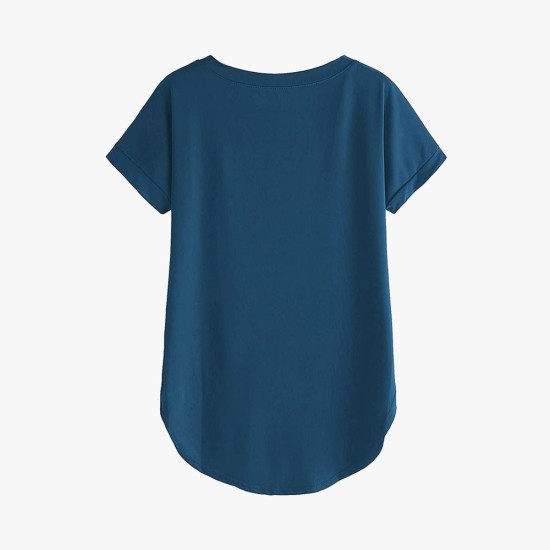 Women Solid Round Neck Cotton T-Shirt
