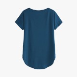 Women Solid Round Neck Cotton T-Shirt