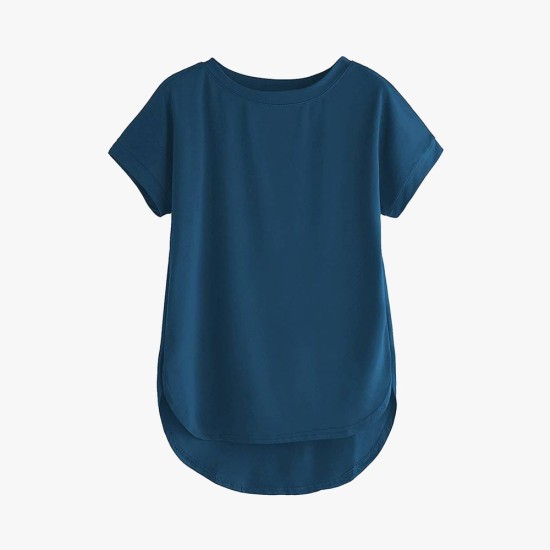 Women Solid Round Neck Cotton T-Shirt
