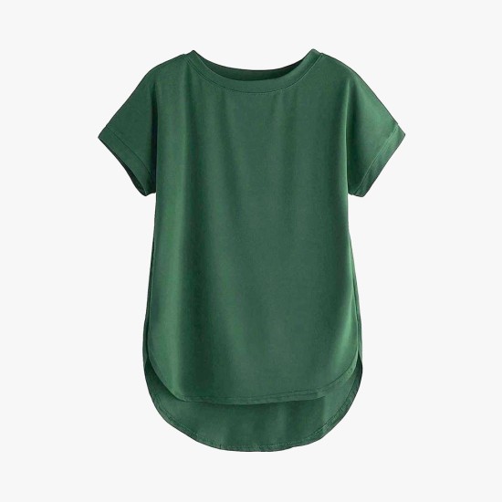 Women Solid Round Neck Cotton T-Shirt