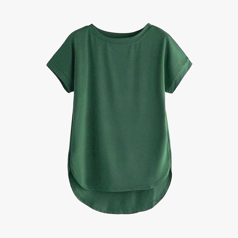 Women Solid Round Neck Cotton T-Shirt