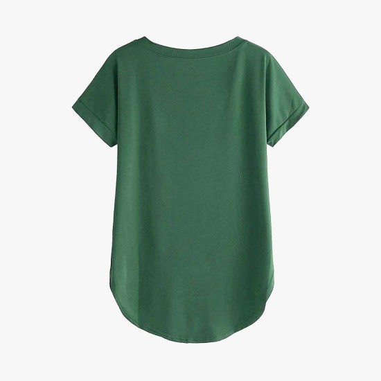 Women Solid Round Neck Cotton T-Shirt