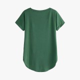 Women Solid Round Neck Cotton T-Shirt