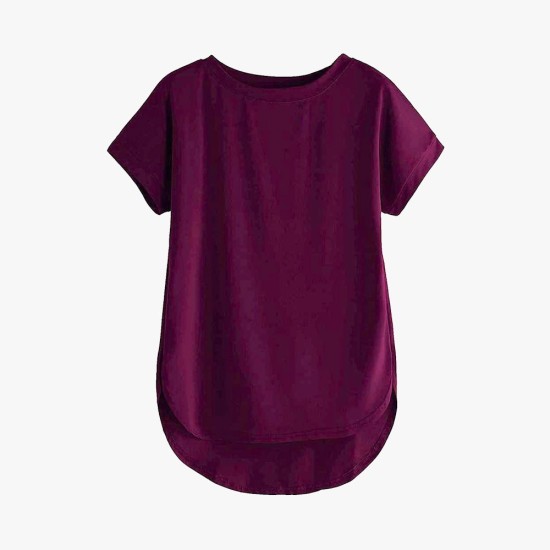 Women Solid Round Neck Cotton T-Shirt