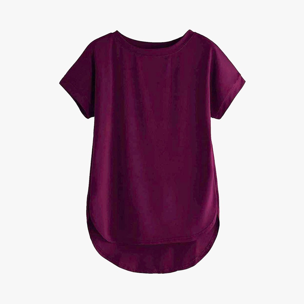 Women Solid Round Neck Cotton T-Shirt