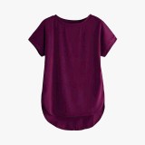 Women Solid Round Neck Cotton T-Shirt