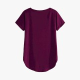 Women Solid Round Neck Cotton T-Shirt