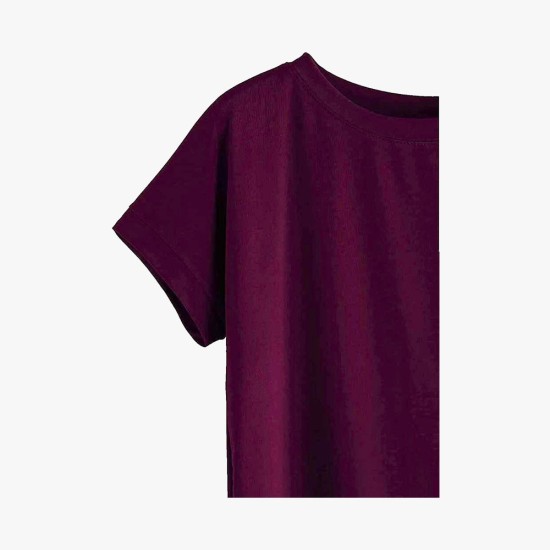 Women Solid Round Neck Cotton T-Shirt