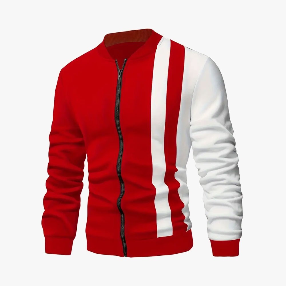 Men's Color Casual Baseball Collar Zipper Jacket