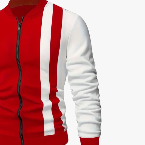 Men's Color Casual Baseball Collar Zipper Jacket