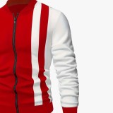 Men's Color Casual Baseball Collar Zipper Jacket
