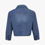 Denim Jean Top Jacket Sleeve Crop Women
