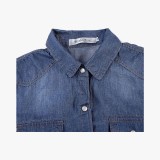 Denim Jean Top Jacket Sleeve Crop Women